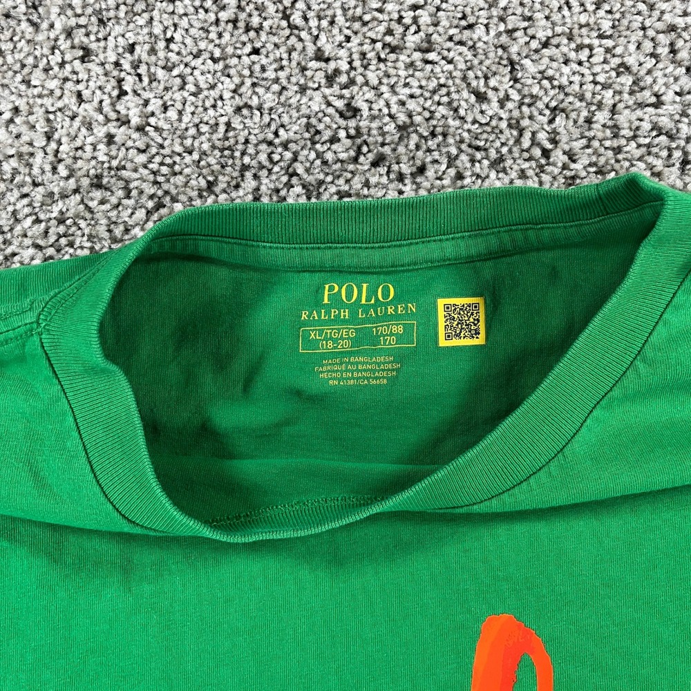 Polo Ralph Lauren Mens Green Graphic T-Shirt XL Boys Fits Mens Small Paint Logo - Picture 3 of 7